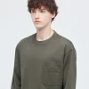 UNIQLO Crew Neck Long Sleeved T-Shirt - Olive