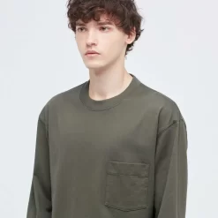 UNIQLO Crew Neck Long Sleeved T-Shirt - Olive