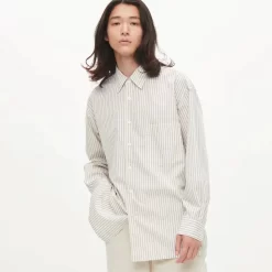 UNIQLO U Oversized Striped Shirt - Natural