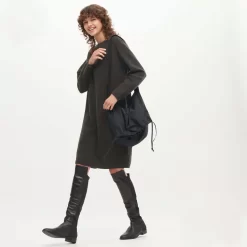 UNIQLO U Premium Lambswool Crew Neck Knitted Dress - Dark Grey