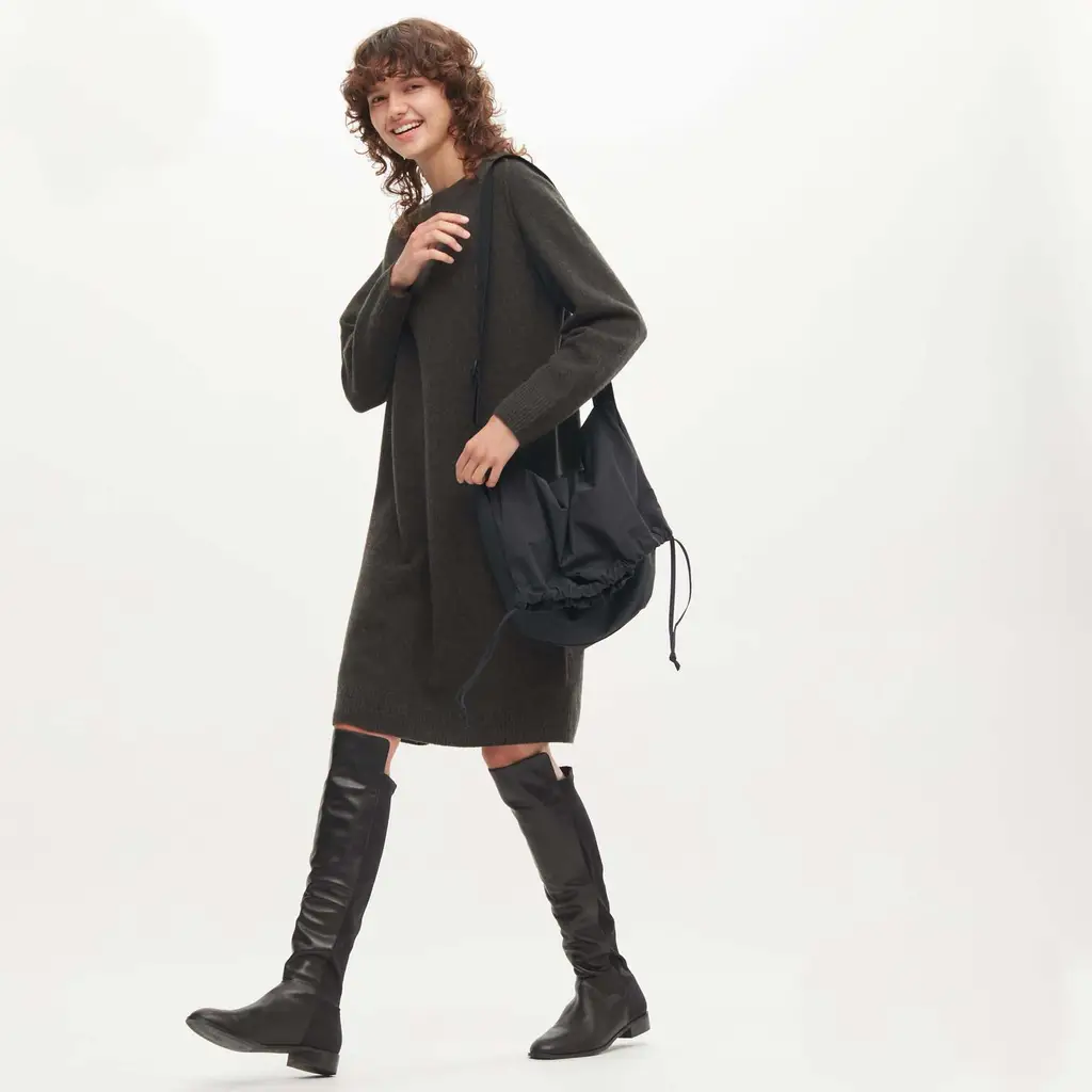 UNIQLO U Premium Lambswool Crew Neck Knitted Dress - Dark Grey