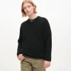 UNIQLO U Premium Lambswool Ribbed V Neck Jumper - Black
