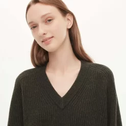 UNIQLO U Premium Lambswool V Neck Knitted Dress - Dark Grey